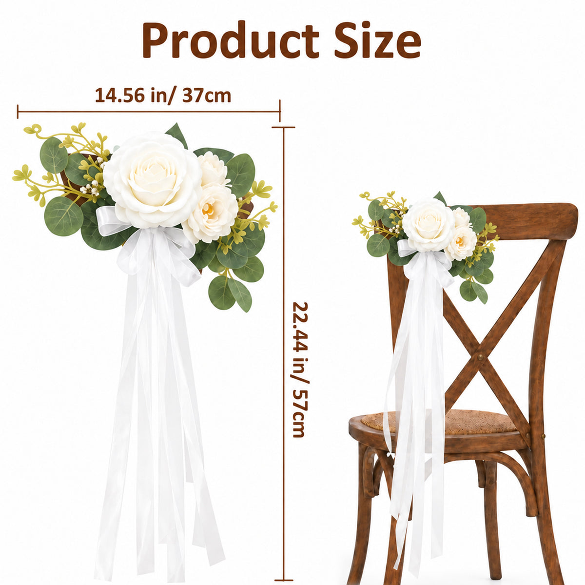 10Pcs Wedding Aisle Chair Decorations for Wedding Ceremony-White