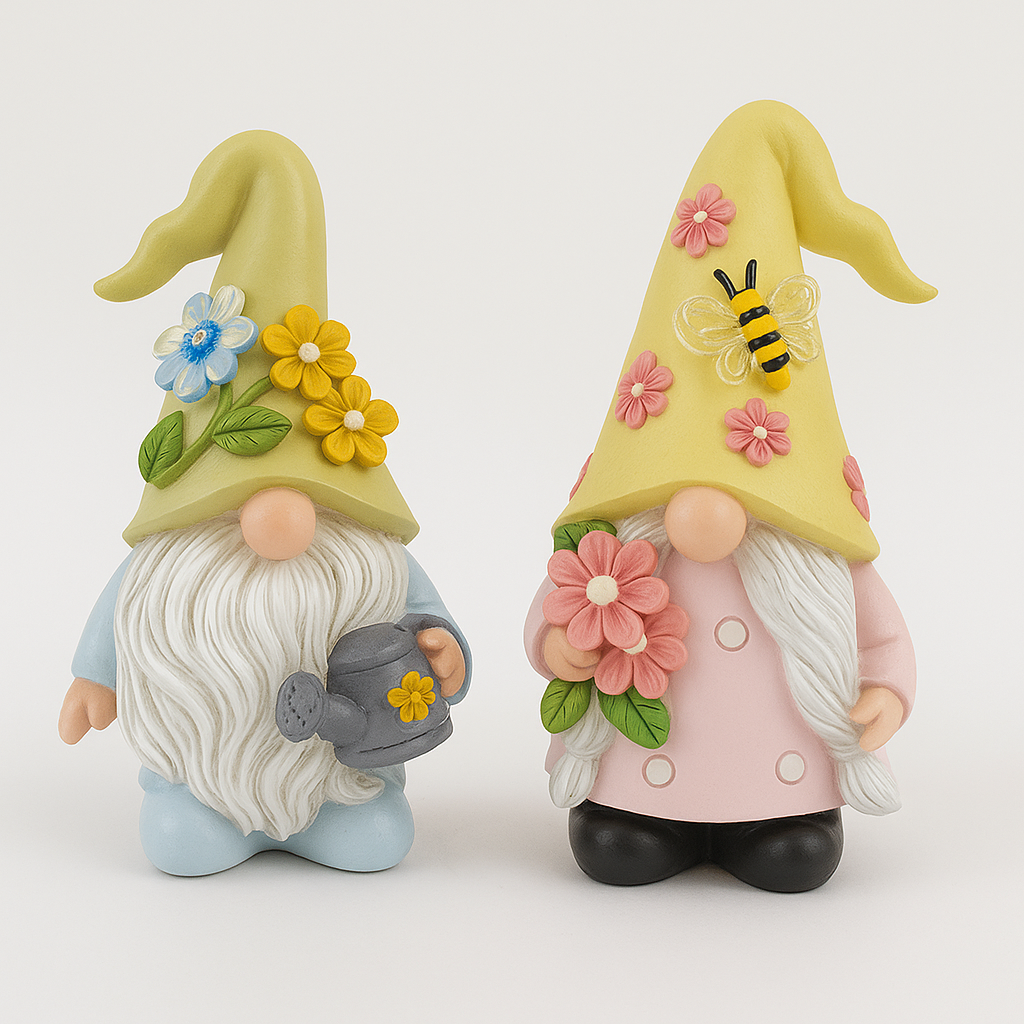 DyerKuLee Spring Garden Gnome Figurines of Resin