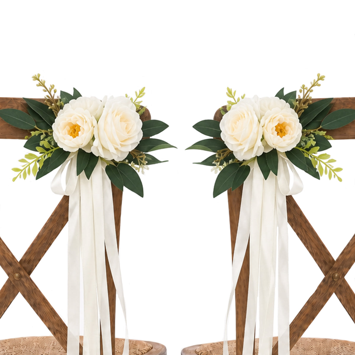10Pcs Wedding Aisle Chair Decorations for Wedding Ceremony-Beige