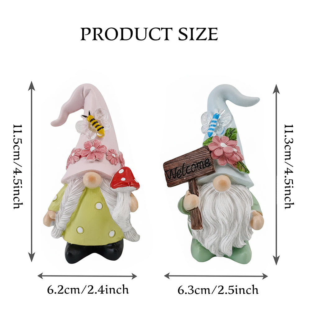 2PCS Spring Gnome Figurines Decor-Welcome Sign and Mushroom