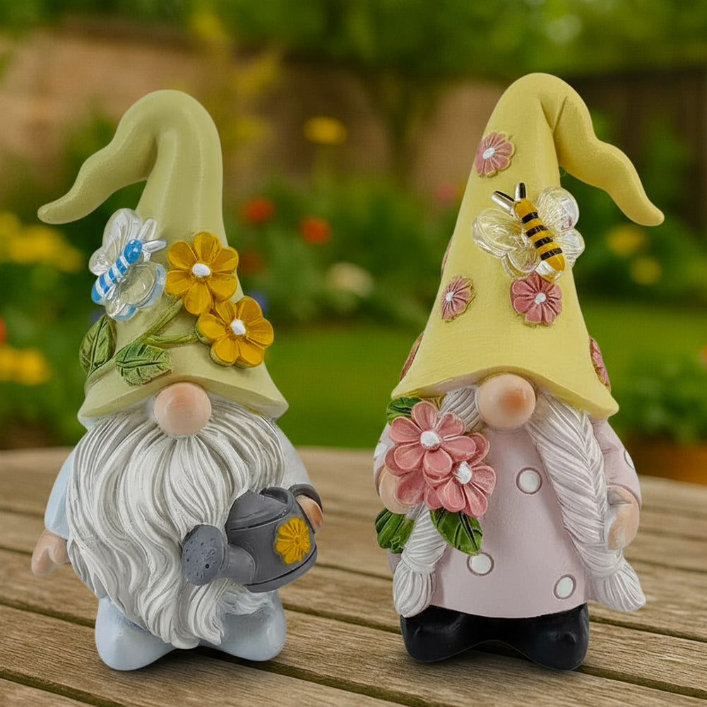 DyerKuLee Spring Garden Gnome Figurines of Resin