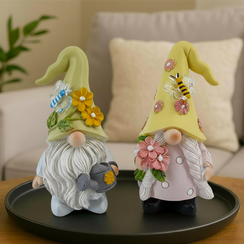 DyerKuLee Spring Garden Gnome Figurines of Resin