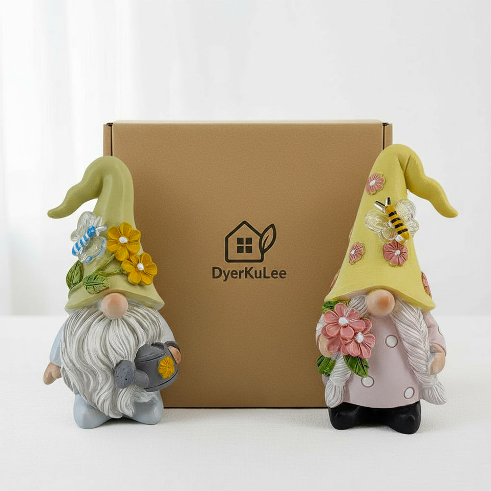 DyerKuLee Spring Garden Gnome Figurines of Resin