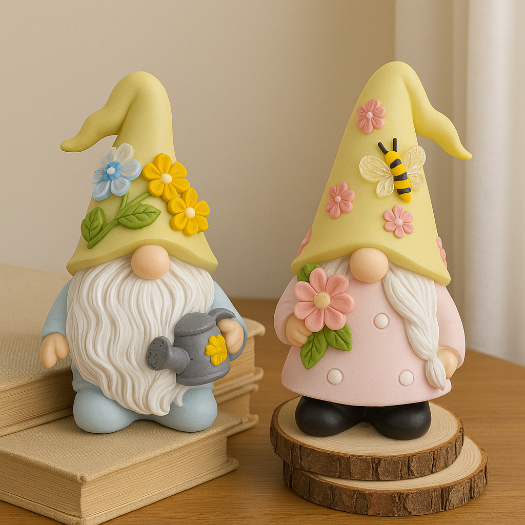 DyerKuLee Spring Garden Gnome Figurines of Resin