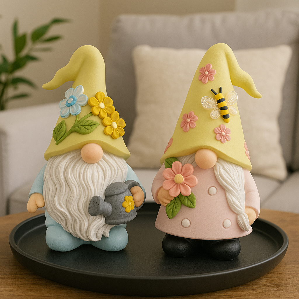 DyerKuLee Spring Garden Gnome Figurines of Resin