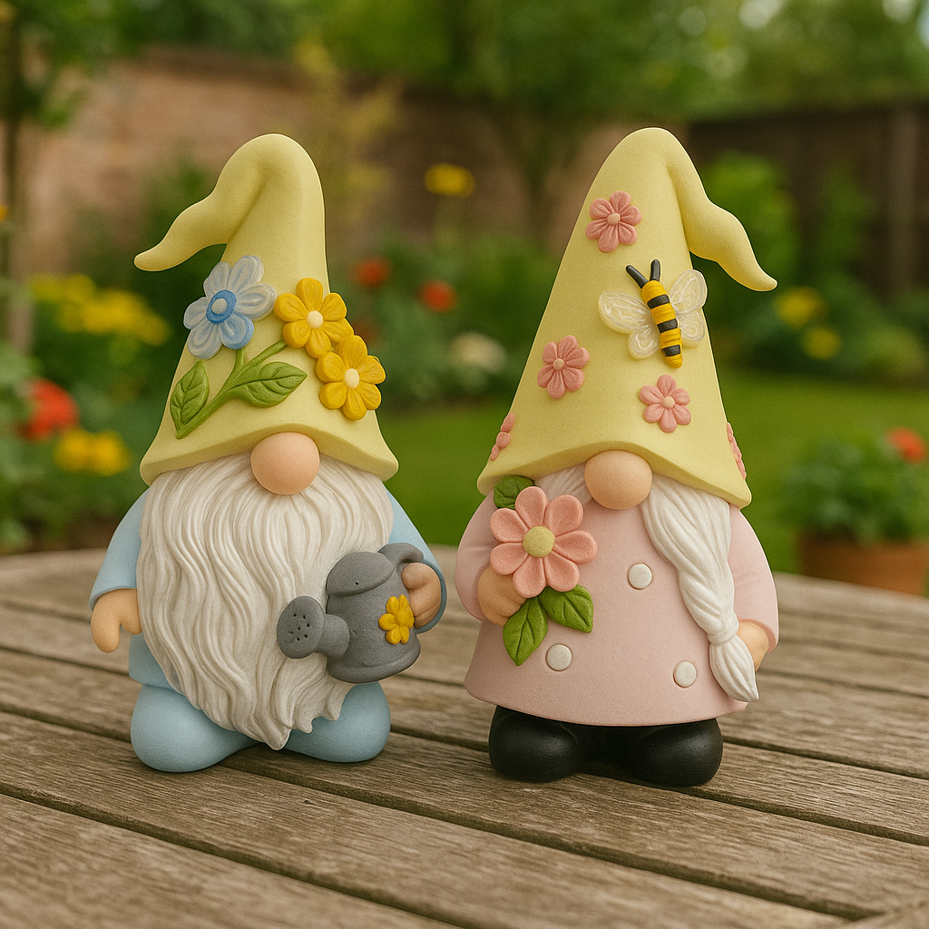 DyerKuLee Spring Garden Gnome Figurines of Resin