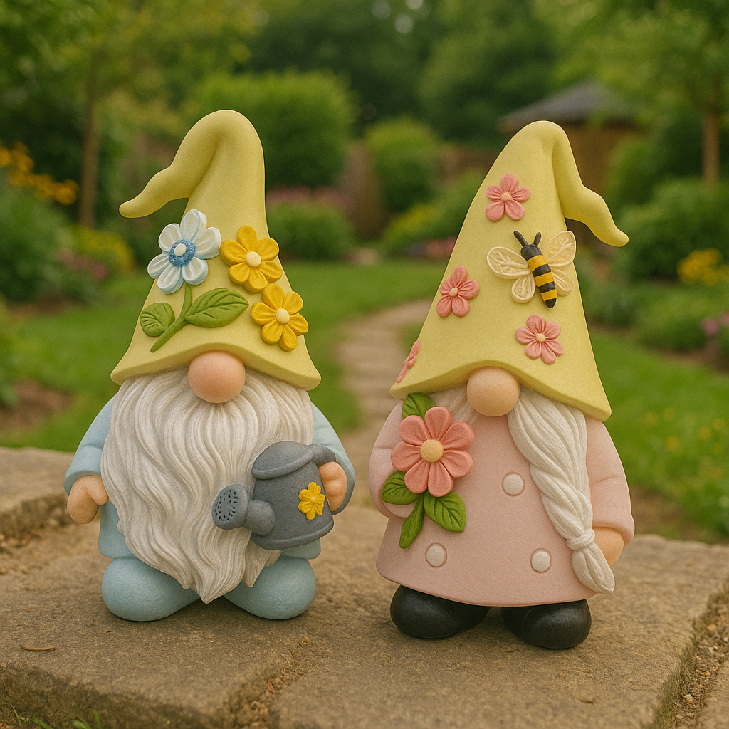 DyerKuLee Spring Garden Gnome Figurines of Resin