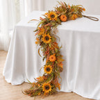 6 Ft Fall Garland for Mantle, Pumpkins Artificial Autumn Garland Decor