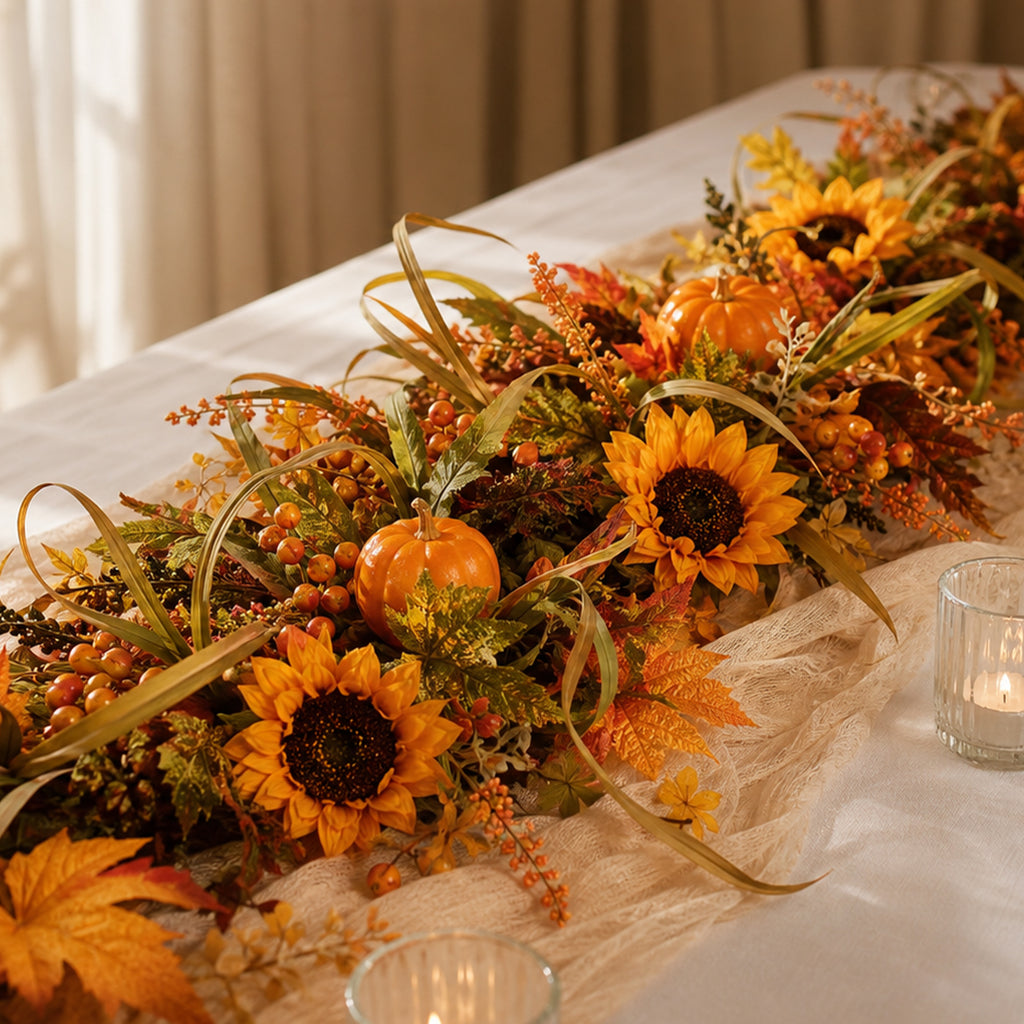6 Ft Fall Garland for Mantle, Pumpkins Artificial Autumn Garland Decor