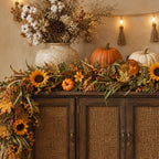 6 Ft Fall Garland for Mantle, Pumpkins Artificial Autumn Garland Decor