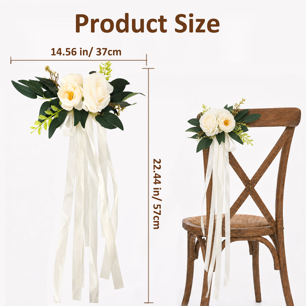 10Pcs Wedding Aisle Chair Decorations for Wedding Ceremony-Beige