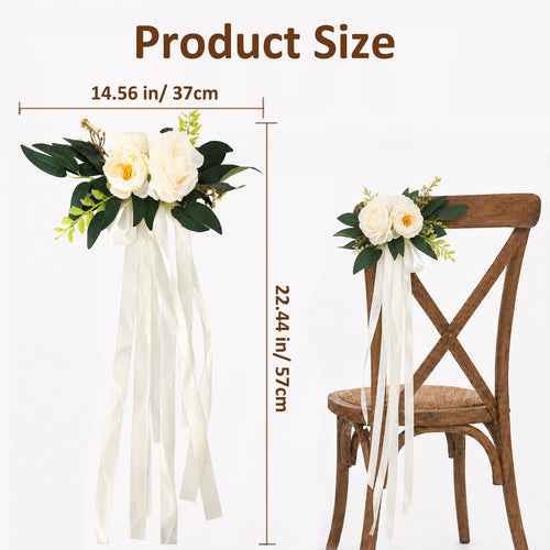 10Pcs Wedding Aisle Chair Decorations for Wedding Ceremony-Beige